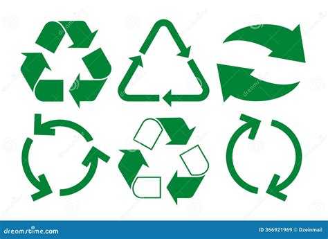 Recycle Sign Icon Clipart Set. Recycling Arrow Clip Art In Green ...