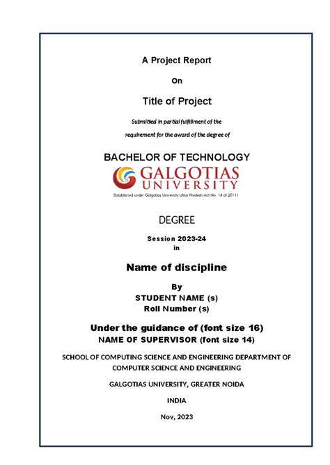 Project Report Format (2023-24) - A Project Report On Title of Project ...