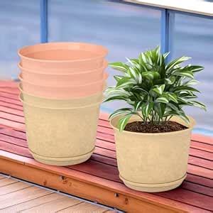 Kuber Industries Pack of 6 Flower Pot with Bottom Tray | Flower Pot for ...