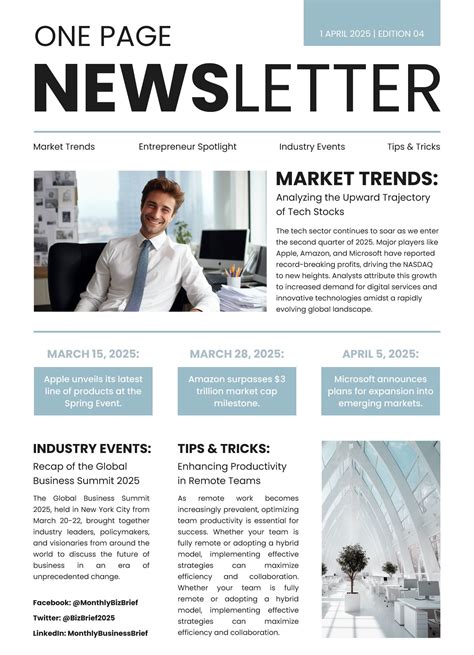 One Page Newsletter in 2025 | Newsletter templates, Newsletter layout ...
