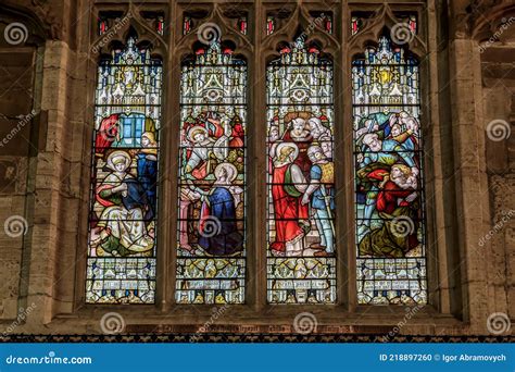 Medieval Stained Glass Window in Holy Trinity Church, Stratford-upon ...