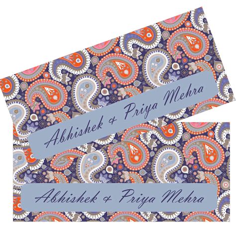 Set of 20 Custom Paisley Theme Money Envelopes