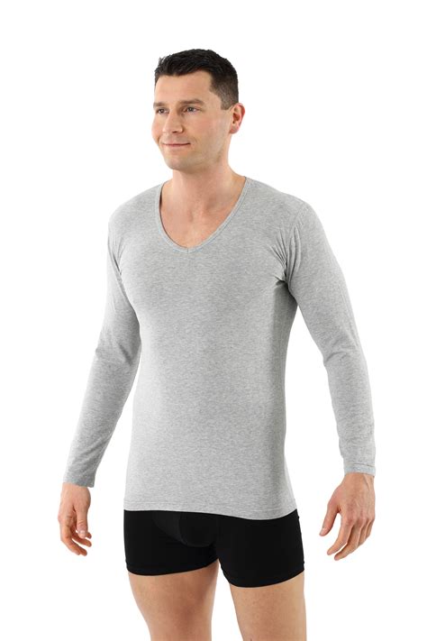ALBERT KREUZ | Men's long sleeve undershirt with v-neck organic stretch ...