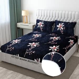 real dream 300 TC Woolen Double Abstract Fitted (Elastic) Bedsheet ...