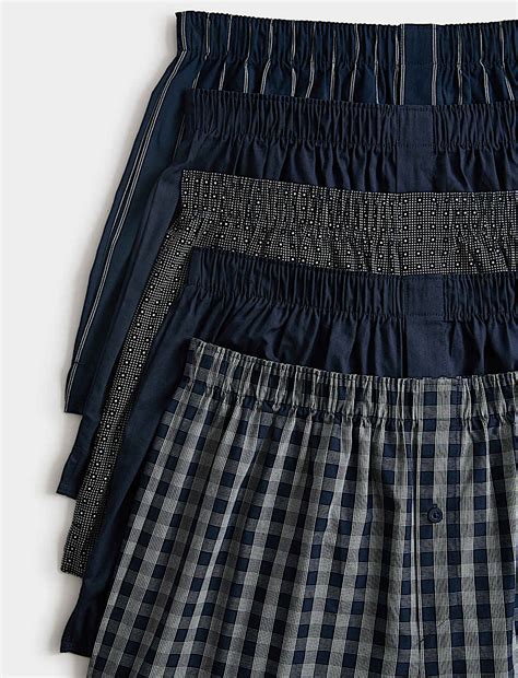 Buy 5 Pack Pure Cotton Assorted Woven Boxers at Marks & Spencer
