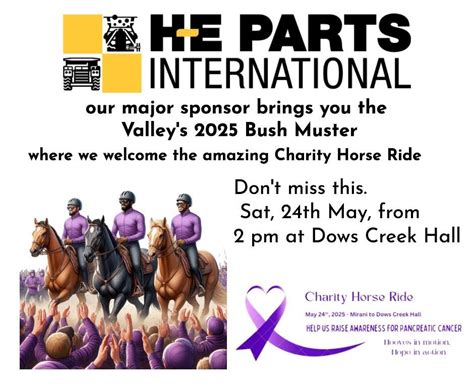 Dows Creek Bush Muster welcomes the Charity Horse Ride, 16 Bourkes Road ...
