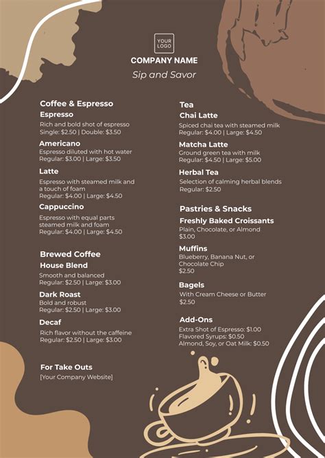 Coffee Shop Menu Template
