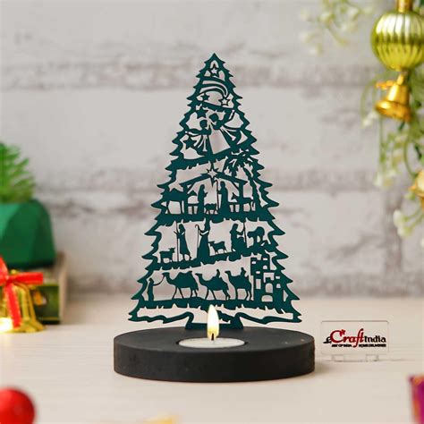 Buy eCraftIndia Jesus Nativity Scene Christmas Tree Tea Light Candle ...