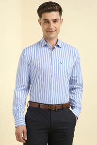 Allen Solly Men Striped Formal Light Blue Shirt - Buy Allen Solly Men ...