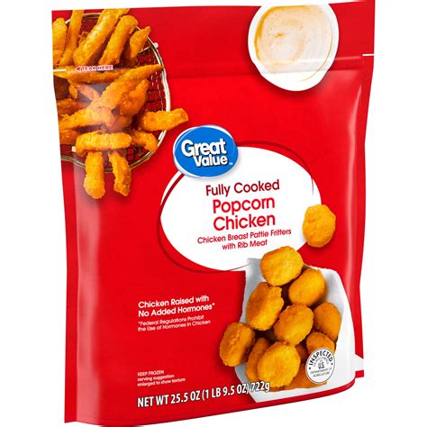 Great Value Popcorn Chicken Fully Cooked Chicken Breast Pattie Fritters ...