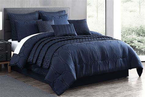 Cuthbert Navy Blue Polyester Fabric 10 Pc King Comforter Set in 2025 ...