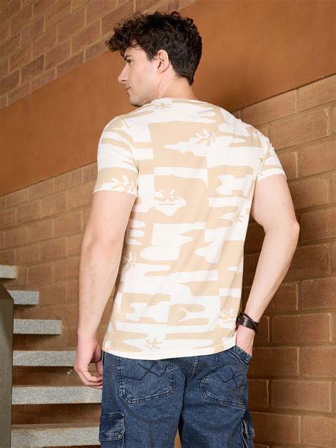 Popcorn Textured AOP T-Shirt | Off White – Wrogn