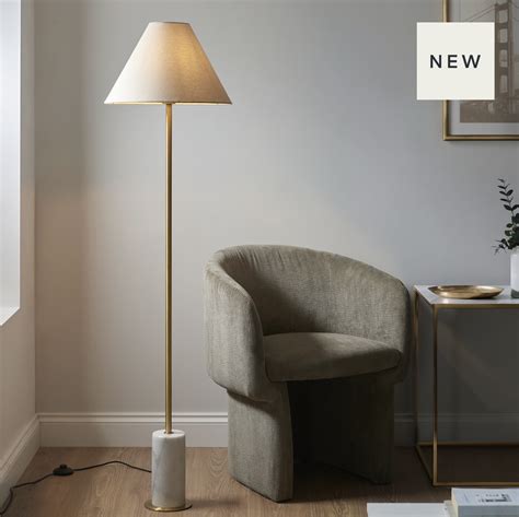 Oslo - Scandi Brass and Marble Floor Lamp - Lightbox