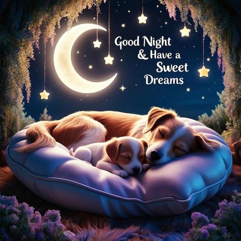 Special good night quotes with sleeping dog | Premium AI-generated image