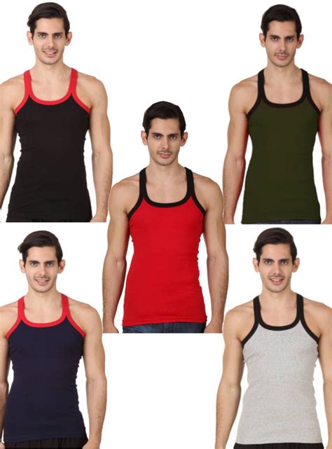 HAP 100% Cotton Sleeveless Gym Vest - Multicolor Size 70 (Pack of 5 ...