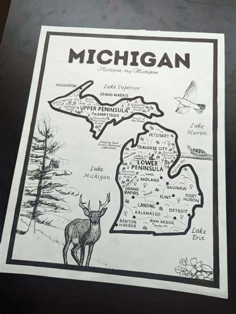 Michigan State Map + State Symbols : r/MapPorn