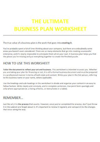 Business Plan Worksheet 的图像结果