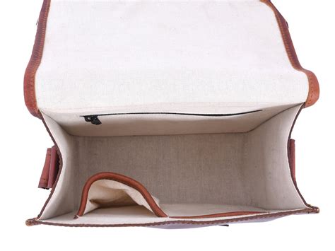 Full-Grain Leather Small Messenger Bag with Dual Buckle Closure & Canv ...
