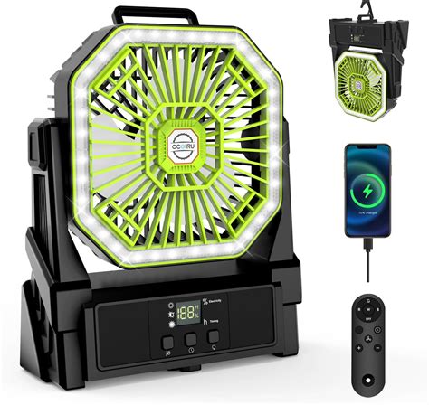 Amazon.com: CCGIRU Portable Battery Powered Fan with 4 Lights, 20000mAh ...