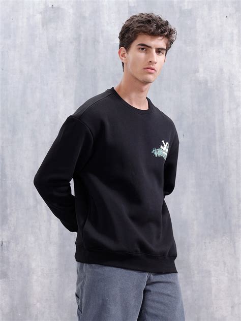 Carpet Tapestry Inspired Oversized Fleece Back Print Sweatshirt | Blac ...