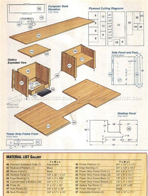 Computer Desk Plans • WoodArchivist