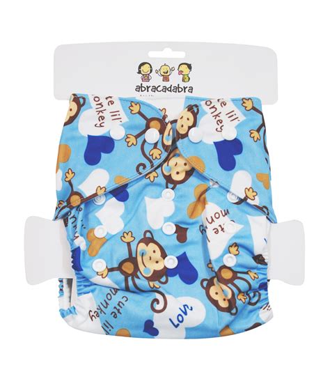 Abracadabra Reusable Diaper with Liner Blue Monkey
