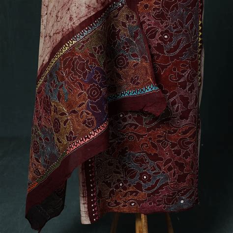 Bengal Kantha Work Cotton 2pc Unstitched Batik Print Dress Material ...
