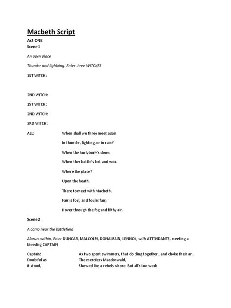 Image result for Macbeth Script