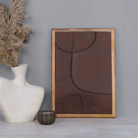 Wooden Wall Art Set of 3 in Vintage Rust Colour – Fabuliv