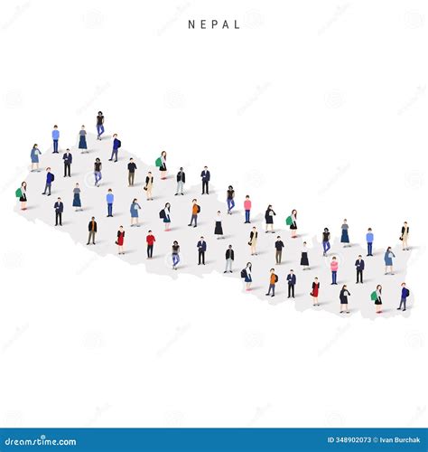 Nepal Population Map. Large Group Of People In A Shape Of Nepali Map. Flat Vector Illustration ...