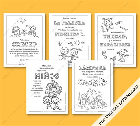 34 Spanish Bible Verse Coloring Pages for Kids (PDF Digital Download ...