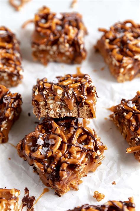 Caramel Peanut Butter Pretzel Bars - Broma Bakery