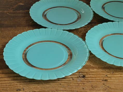 レア フランス カラー オールド デュラレックス デイジー ケーキ皿4枚 DURALEX 直径20cm 1950年代 アンティーク ...