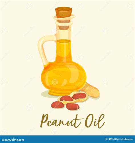 Groundnut or Peanut Oil in Bottle or Jar Near Nut Stock Vector ...