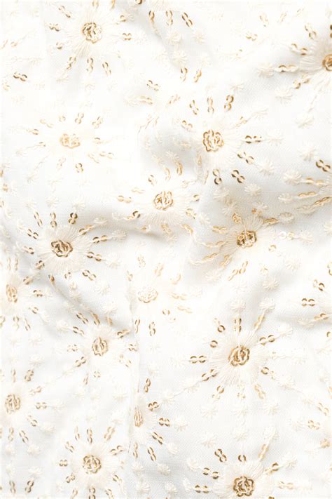 Parchment Cream Embroidered Textured Premium Poly-Viscose-Rayon ...