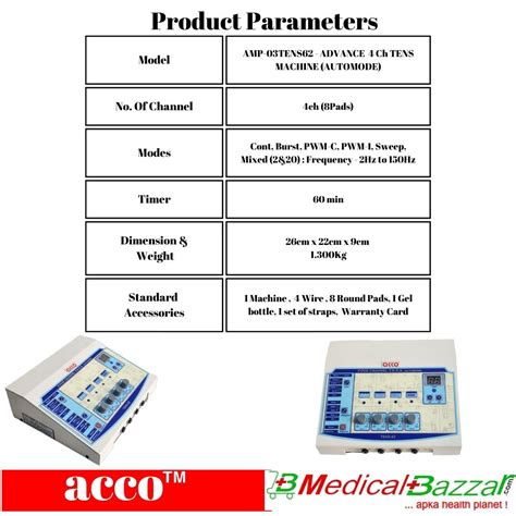 acco Advance 4 Channel Tens Machine for physiotherapy - MedicalBazzar