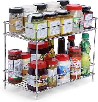 Zepdos Stainless Steel 2-Tier Kitchen Rack and Organizer Spice Rack and ...