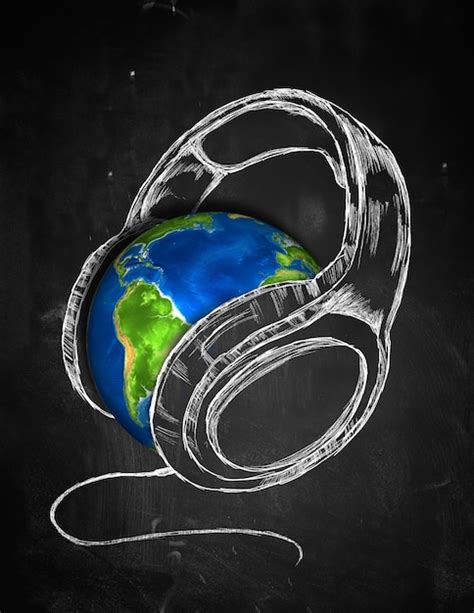 Earth headphone music background | Free Photo