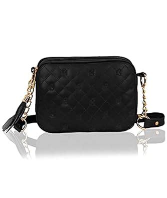 KLEIO Leather Sling Bag for Girls (Black) | Water resistant Light ...