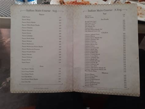 Menu at PERGOLA RESTAURANT, India