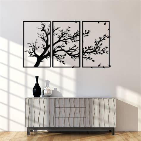 Tree of Life Metal Wall Decor, 3 Panel Wall Art, Branch Decor, 3 Piece ...