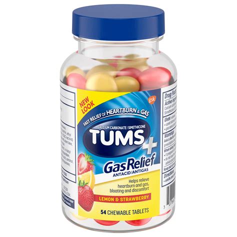 Tums Plus Gas Relief Chewable Tablets - Lemon & Strawberry - Shop Digestion & nausea at H-E-B
