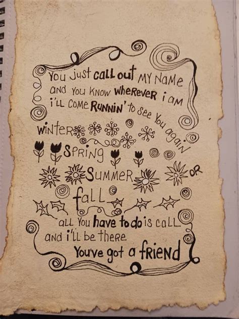 Song Lyrics Wall Art Original Pen Drawing on Textured Handmade Paper ...