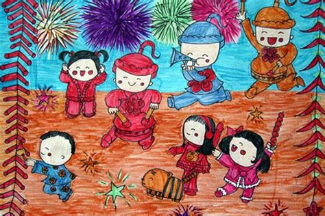 【春节儿童画】新年儿童画_欢度春节儿童画_太平洋亲子网