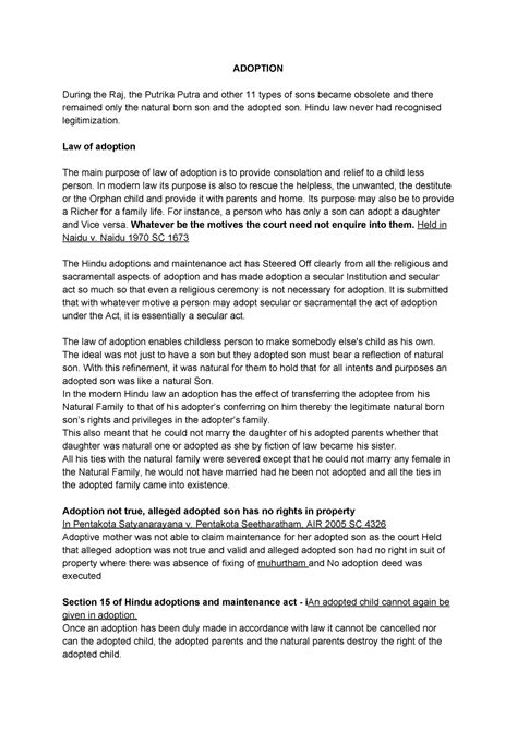 Adoption - ADOPTION During the Raj, the Putrika Putra and other 11 ...