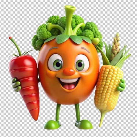 Funny cartoon vegetable isolated on transparent background | Premium AI ...