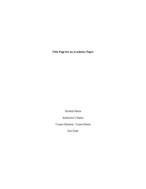 Turabian template - Title Page for an Academic Paper Student Name ...