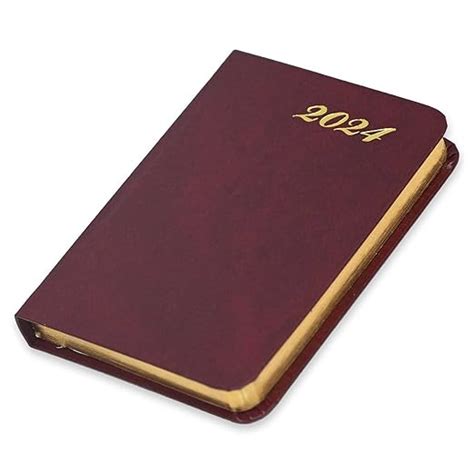 FIS Golden Bonded Leather Pocket Diary 2024 (English) Maroon ...