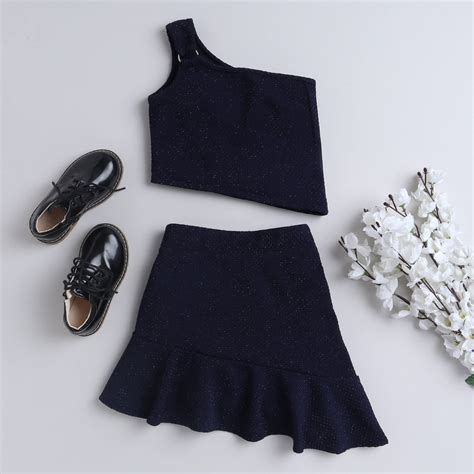 Shop Glitter One Shoulder Ring Detail Party Crop Top With Matching ...