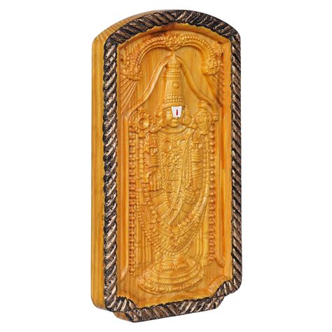 Golden Wooden Handcrafted God Tirupati Balaji Religious Wall Hanging ...